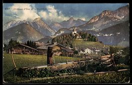 AK Château-d`Oex, Ortsblick mit Berg Gumfluh